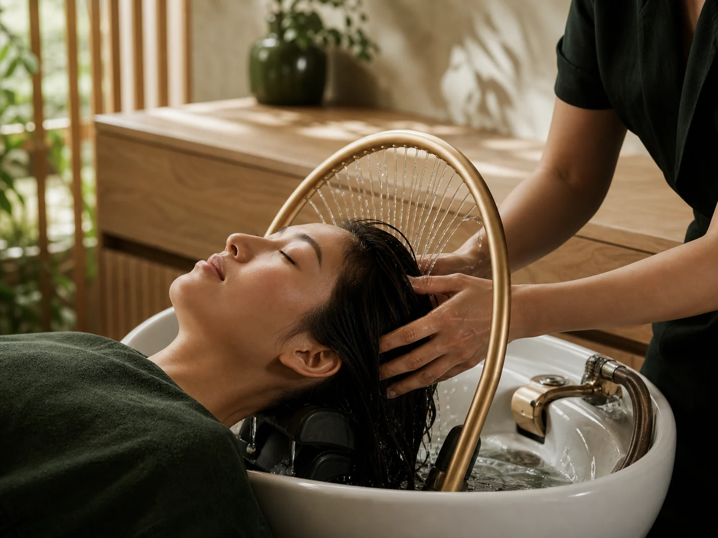 Relaxing Japanese head spa ritual